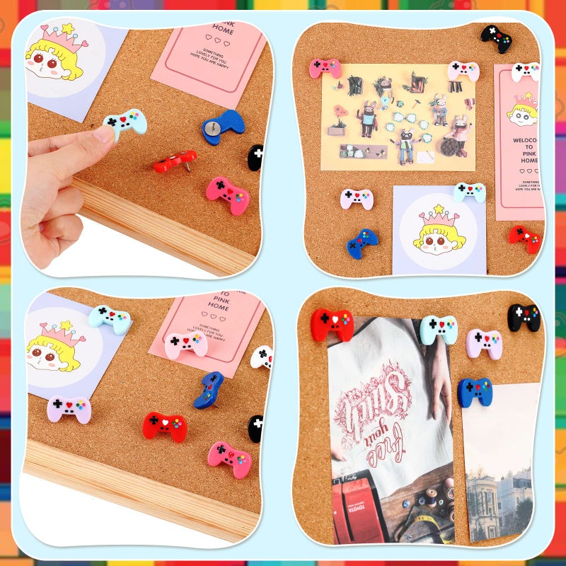Spakon 24 Pcs Game Controller Decorative Pushpins Video Game Cork Board Tacks Cute Push Pins Colorful Thumb Tacks Decorative Thumbtacks with Storage Box for Corkboard Bulletin Board Wall Office  8 Colors - Image 4
